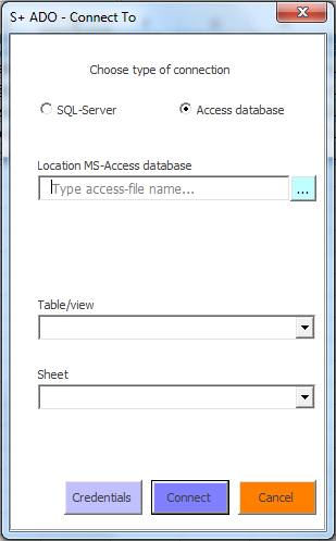2.3 Verbinden met MS Access 1. Selecteer de optie Access database bij Type of connection 2.
