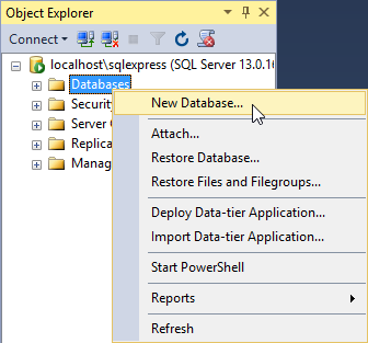 Connectie maken met de server Start het programma Microsoft SQL Server Management Studio Maak een connectie met uw SQL Server instance waarin de database van Speedbooks moet komen te staan.