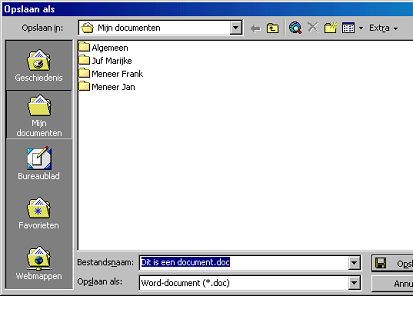 1. In het programma Word typt u een tekst. 2. Kies daarna voor Bestand Opslaan als. Typ in het vak voor de bestandsnaam eerst de gewenste schijfletter + dubbele punt. 3. Klik op Openen.