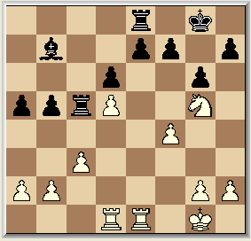 Ron kon hier kiezen uit 2 paardzetten. Peg5 en Pfg5, beide met fraaie vooruitzichten! Zie 12. Peg5, Lxf3 13. gxf3, Dc8 14. Lxh7+, Kh8 15. Dg6, e5 16. Pe6, Pe8 17. Lh6, Lf6 18.