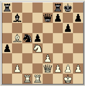 De situatie na 31. e5-e6: volgden nog vele zetten en ze brachten Frits steeds verder van huis.