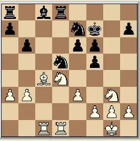 Ook een directe aanslag! 38. Dc4+, Dxc4 39. bxc4, Tc1 40. Td8+, Kg7 41. Td7+, Kh6 42. Txa7, Txc4 Wit heeft 2 pionnen meer, maar de witte toren staat voor de a-pion in plaats van daar achter.