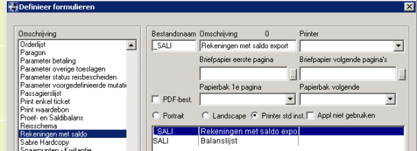 De _SALI kan toegevoegd worden bij de lijst 'Rekeningen met saldo'.