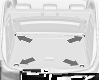 Dubbele bagagevakvloer De dubbele bagagevakvloer kan in twee standen in de bagageruimte worden geschoven: direct boven de afdekking voor de uitsparing van het reservewiel of de achterste