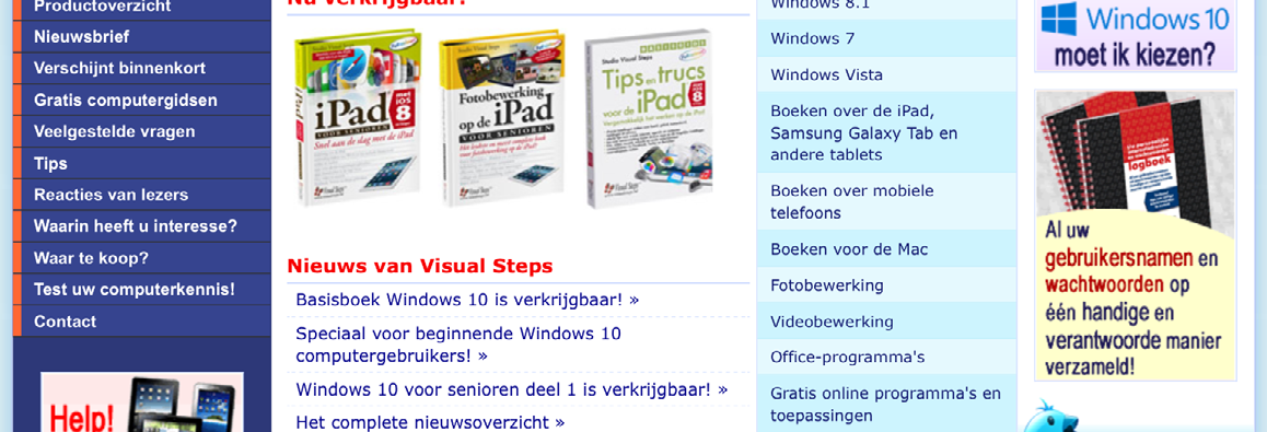 Hoofdstuk 3 Surfen met uw ipad 103 Zodra u klaar bent met typen: Tik op U ziet de website van Visual Steps: 3.