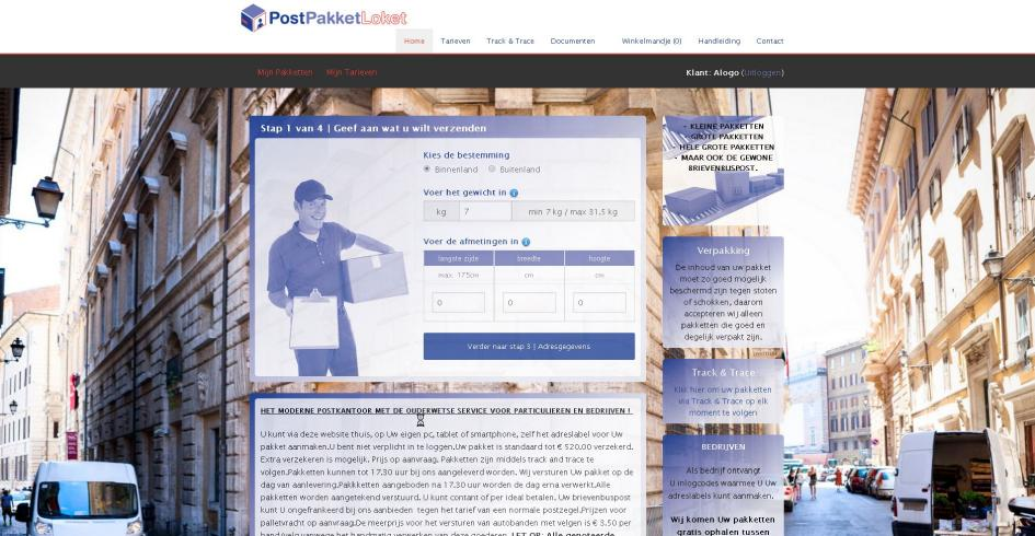 Handleiding Postpakketloket.nl U opent postpakketloket simpel door op de adresbalk van Uw internetbrowser www.postpakketloket.nl/in te typen.