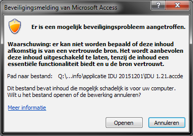 4 IDU gebruiken Als u IDU start, ziet u het volgende scherm: In deze handleiding noemen we dit scherm het startscherm. Let op!