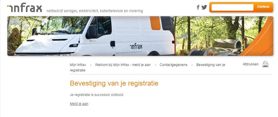 Vervolgens dient u uw registratie te bevestigen door op Meld je