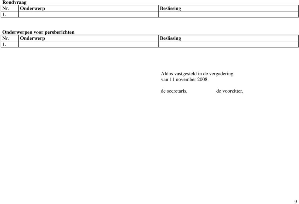 Onderwerp Beslissing 1.