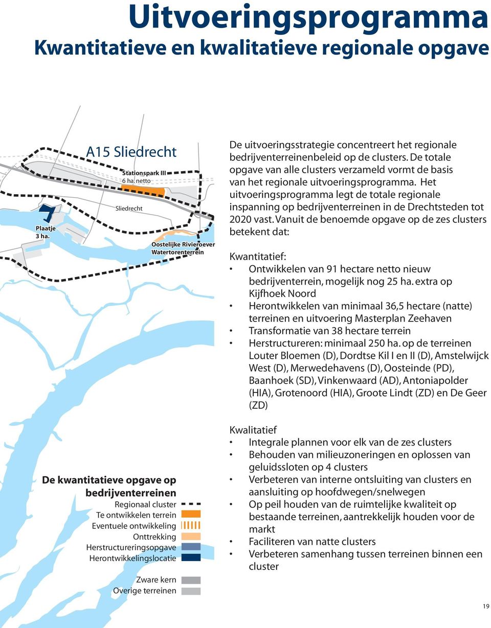 De totale opgave van alle clusters verzameld vormt de basis van het regionale uitvoeringsprogramma.