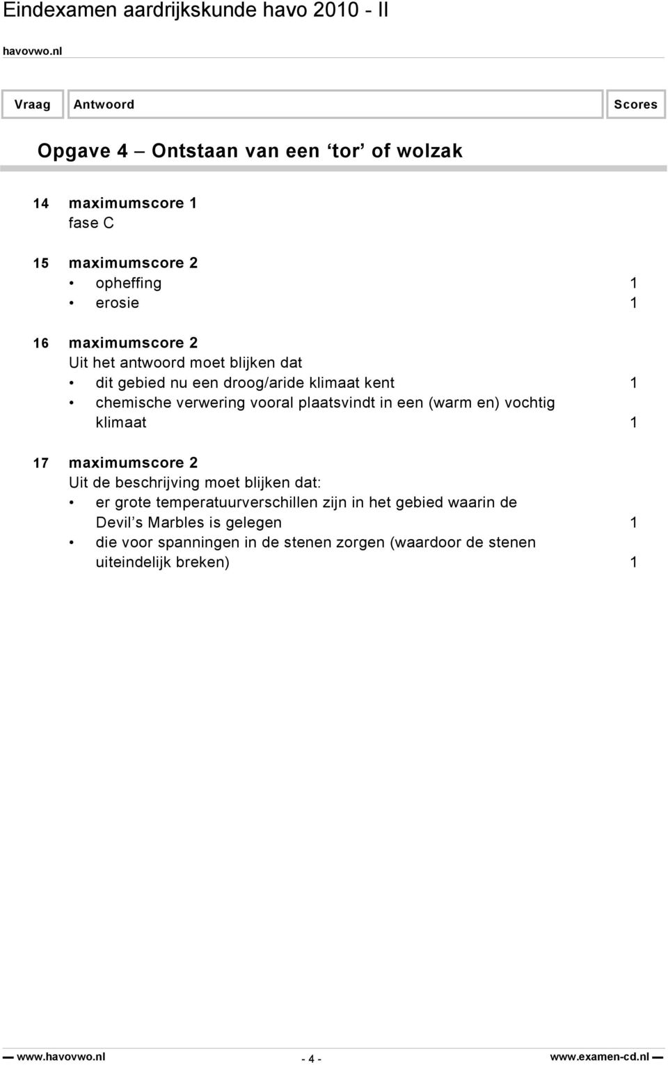 en) vochtig klimaat 1 17 maximumscore 2 Uit de beschrijving moet blijken dat: er grote temperatuurverschillen zijn in het gebied