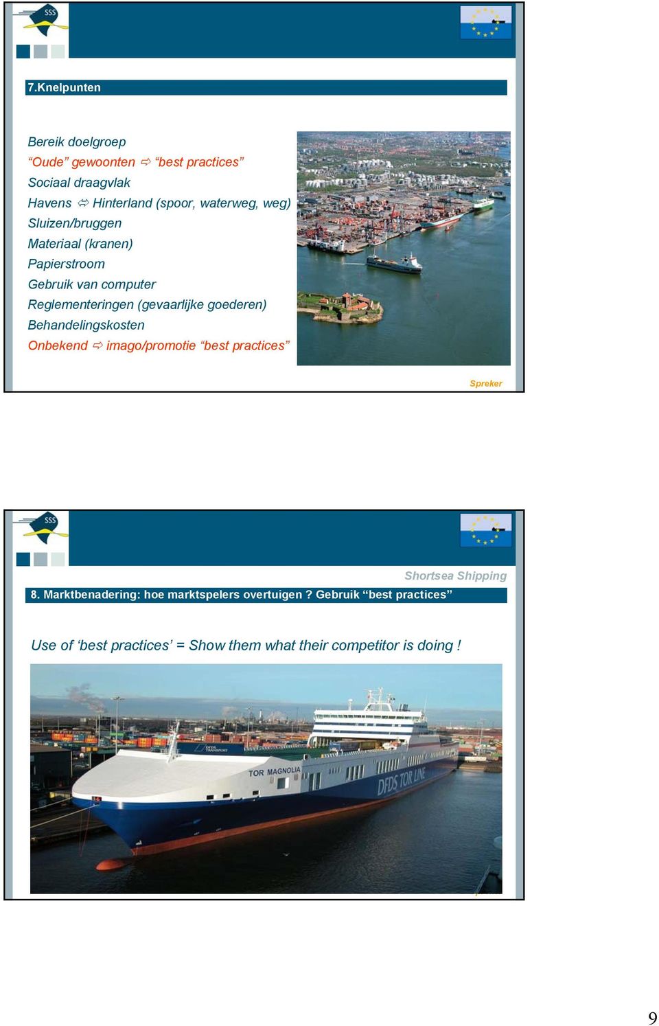 (gevaarlijke goederen) Behandelingskosten Onbekend imago/promotie best practices Shortsea Shipping 8.
