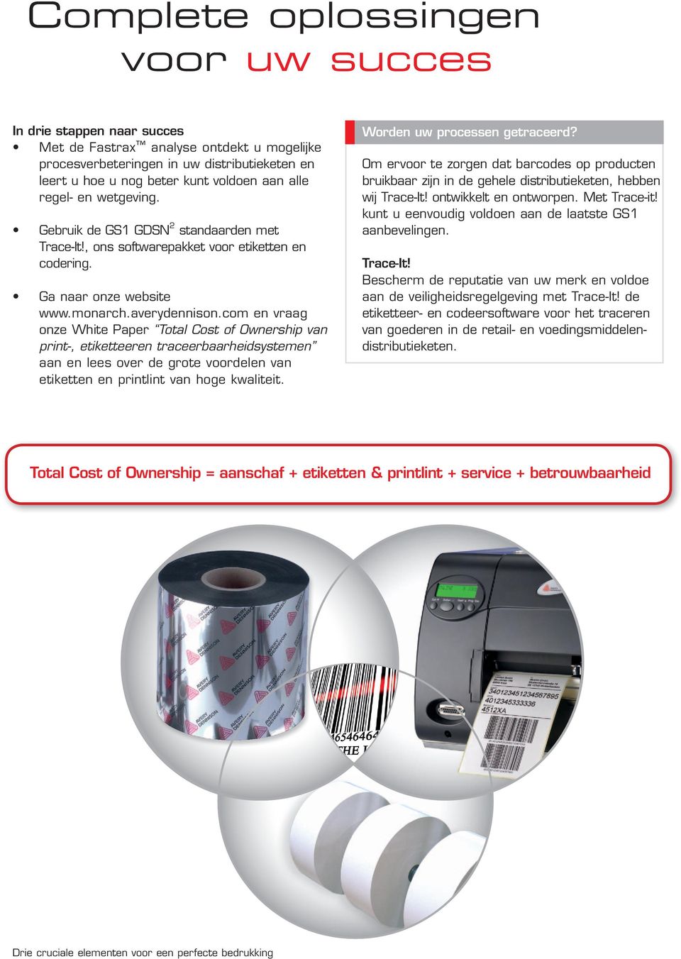 com en vraag onze White Paper Total Cost of Ownership van print-, etiketteeren traceerbaarheidsystemen aan en lees over de grote voordelen van etiketten en printlint van hoge kwaliteit.