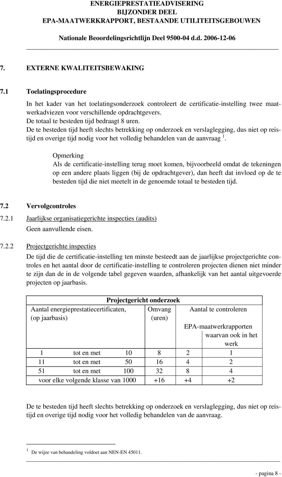 De te besteden tijd heeft slechts betrekking op onderzoek en verslaglegging, dus niet op reistijd en overige tijd nodig voor het volledig behandelen van de aanvraag 1.