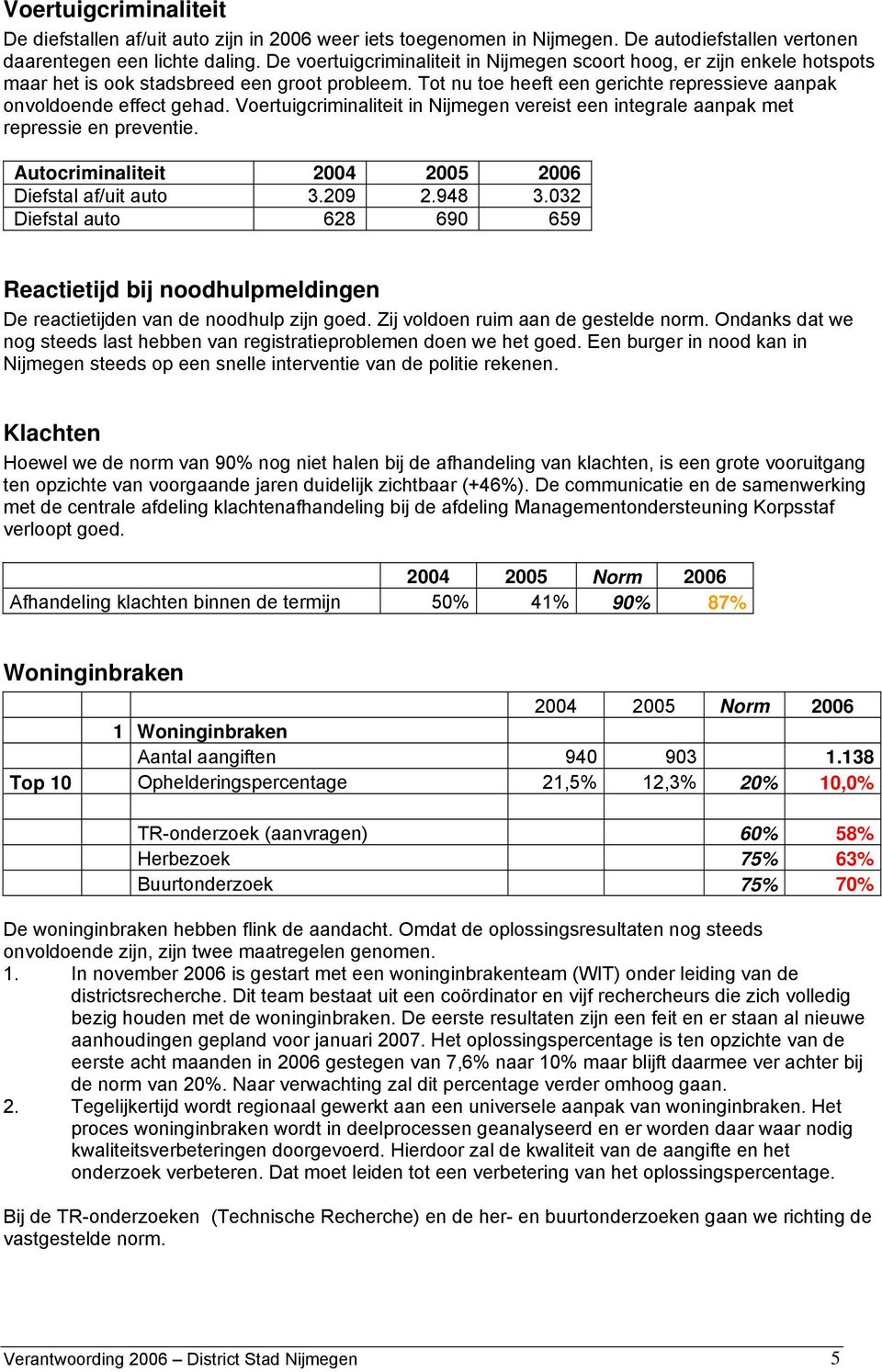 Voertuigcriminaliteit in Nijmegen vereist een integrale aanpak met repressie en preventie. Autocriminaliteit 2004 2005 2006 Diefstal af/uit auto 3.209 2.948 3.