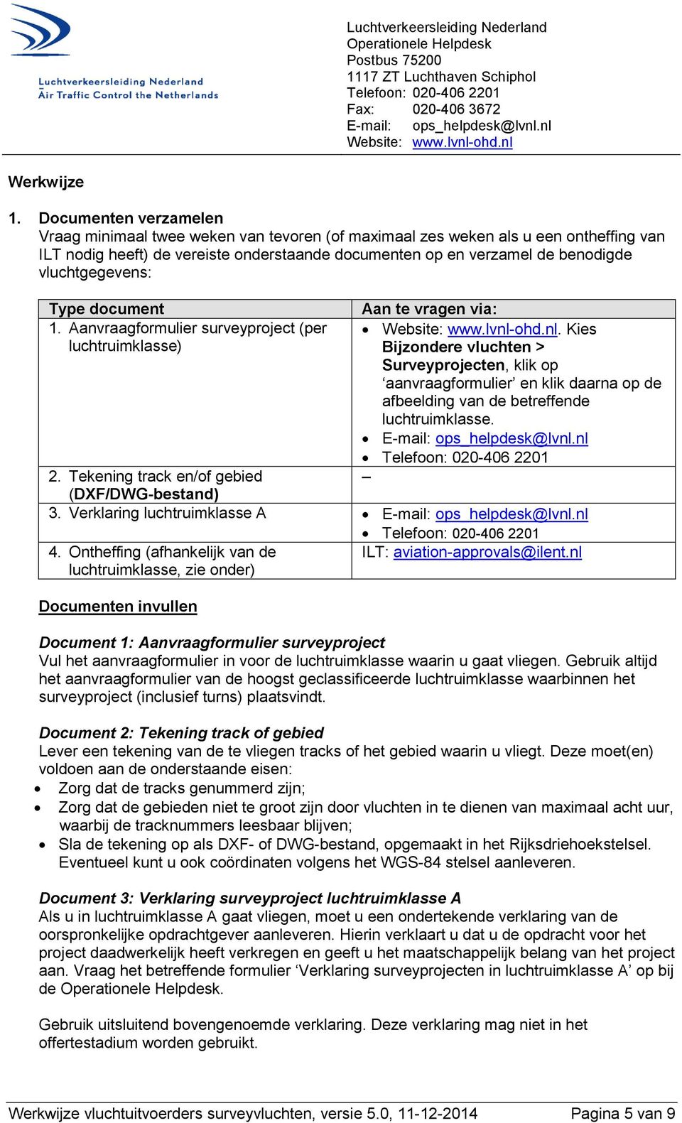 vluchtgegevens: Type document Aan te vragen via: 1. Aanvraagformulier surveyproject (per.