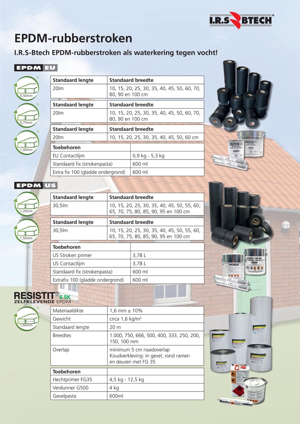 80, 90 en 100 cm Standaard lengte 20lm Standaard breedte 10, 15, 20, 25, 30, 35, 40, 45, 50, 60 cm 1,00mm Toebehoren EU Contactlijm Standaard fix (strokenpasta) Extra fix 100 (gladde ondergrond) 0,9