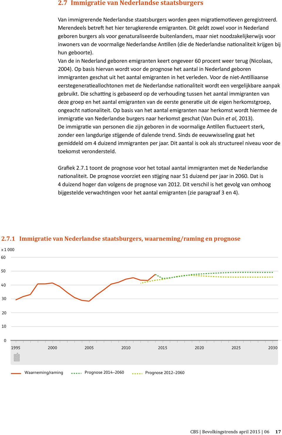 nationaliteit krijgen bij hun geboorte). Van de in Nederland geboren emigranten keert ongeveer 6 procent weer terug (Nicolaas, 24).