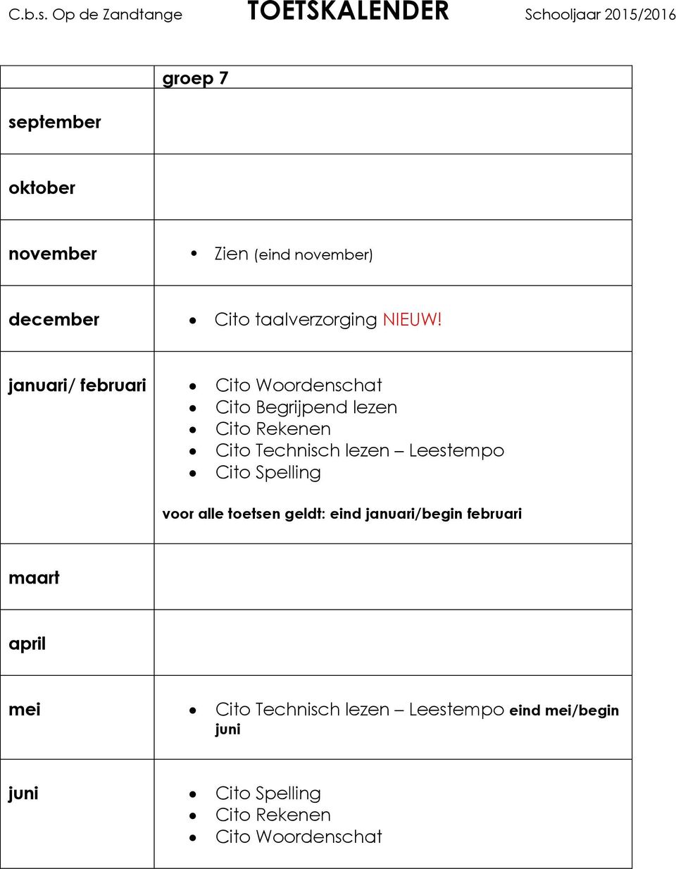 januari/ februari Cito Technisch lezen