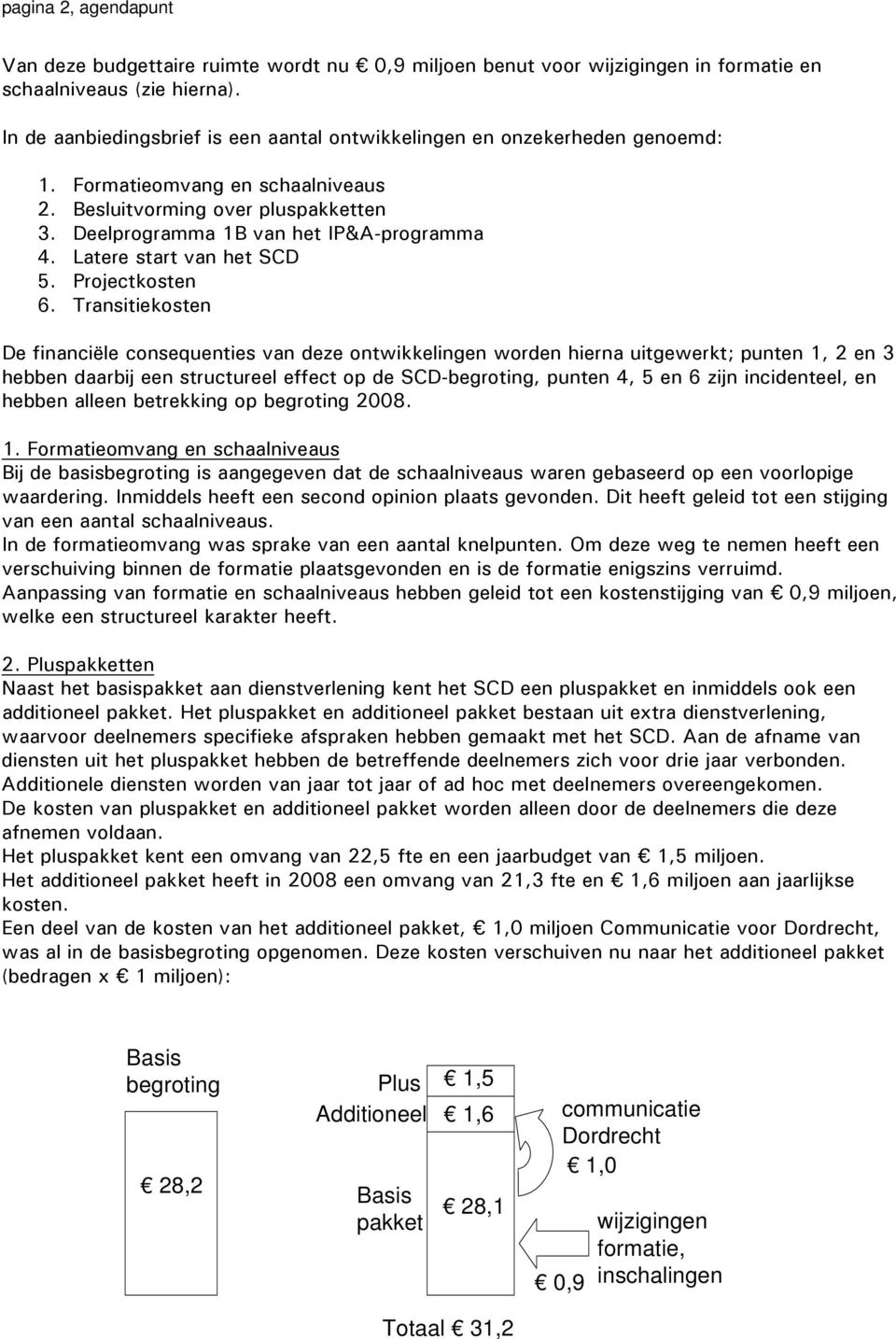 Latere start van het SCD 5. Projectkosten 6.