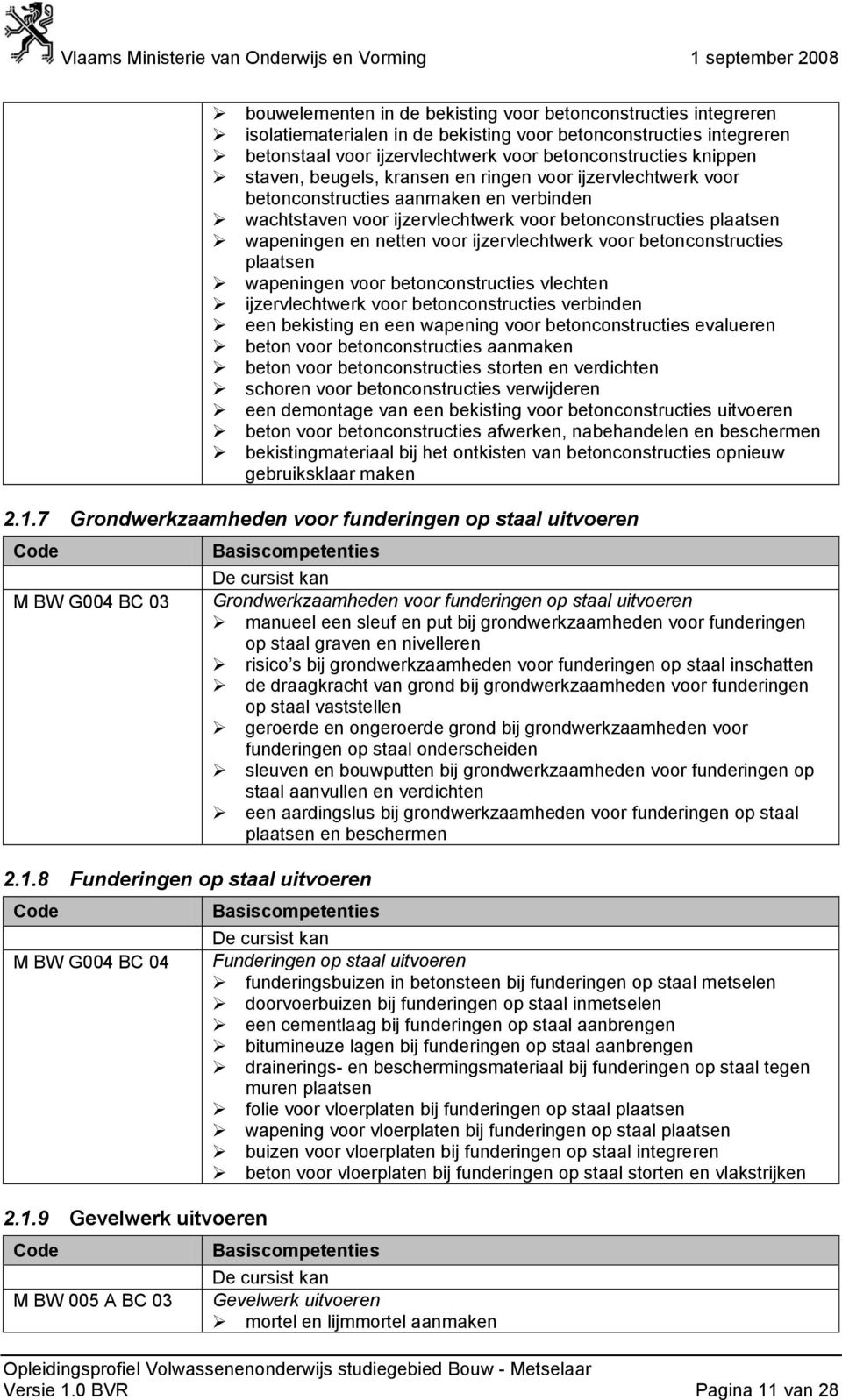 ijzervlechtwerk voor betonconstructies plaatsen wapeningen voor betonconstructies vlechten ijzervlechtwerk voor betonconstructies verbinden een bekisting en een wapening voor betonconstructies