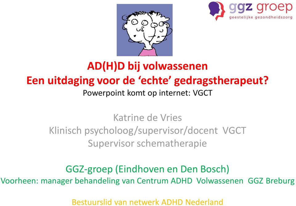 psycholoog/supervisor/docent VGCT Supervisor schematherapie GGZ-groep (Eindhoven en