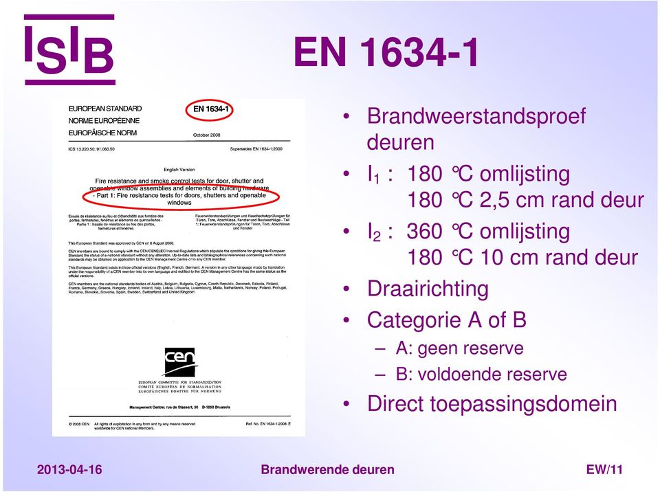 Draairichting Categorie A of B A: geen reserve B: voldoende