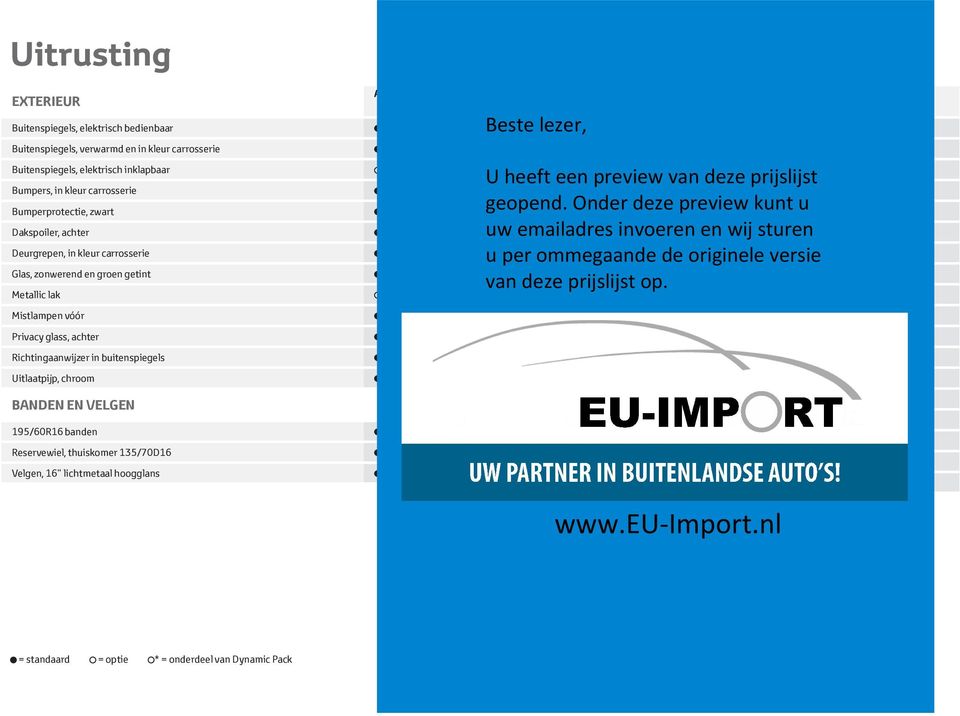 verschuifbaar (15 cm) en leuning verstelbaar Airconditioning, handbediend Airconditioning, automatisch (Climate control) * Bekleding, stof zwart uw Handgrepen emailadres vóór (2x) en achter invoeren