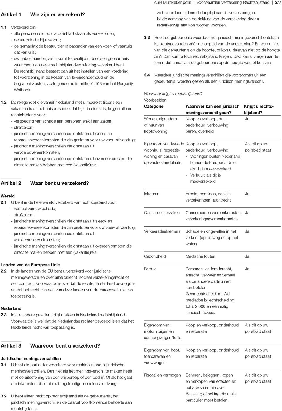 1 Verzekerd zijn: - alle personen die op uw polisblad staan als verzekerden; - de au-pair die bij u woont; - de gemachtigde bestuurder of passagier van een voer- of vaartuig dat van u is; - uw