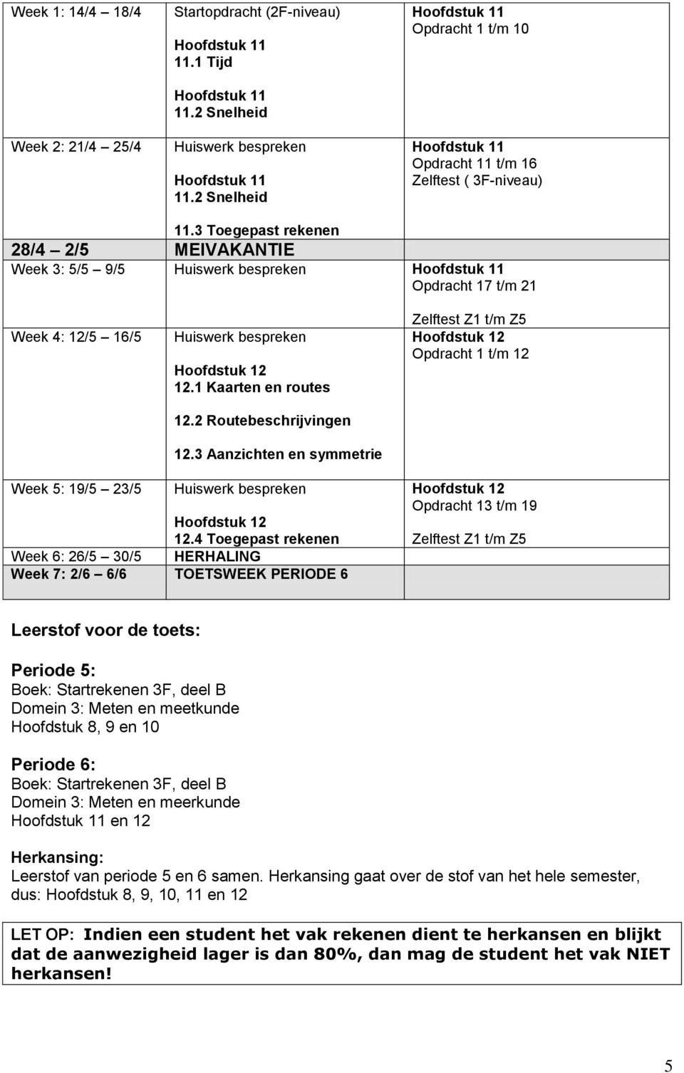 3 Aanzichten en symmetrie Opdracht 1 t/m 12 Week 5: 19/5 23/5 12.