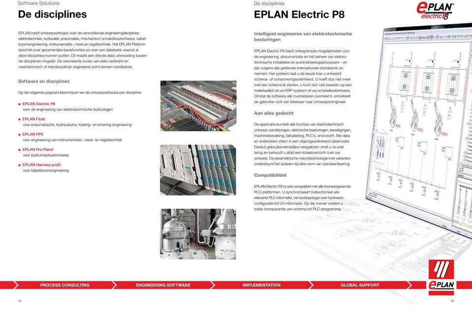 Het EPLAN Platform beschikt over gezamenlijke basisfuncties en over een databank waaruit al deze disciplines kunnen putten. Dit maakt een directe data-uitwisseling tussen de disciplines mogelijk.