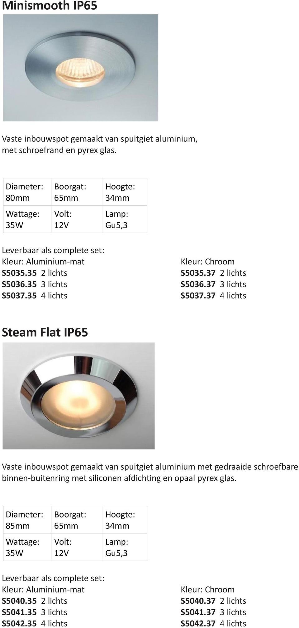 37 4 lichts Steam Flat IP65 Vaste inbouwspot gemaakt van spuitgiet aluminium met gedraaide schroefbare binnen-buitenring met siliconen