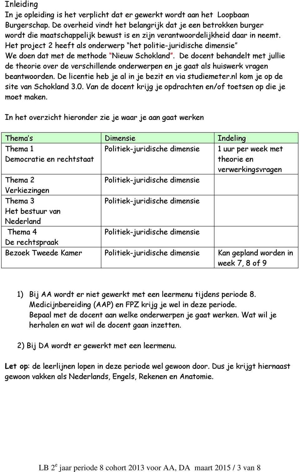 Het project 2 heeft als onderwerp het politie-juridische dimensie We doen dat met de methode Nieuw Schokland.