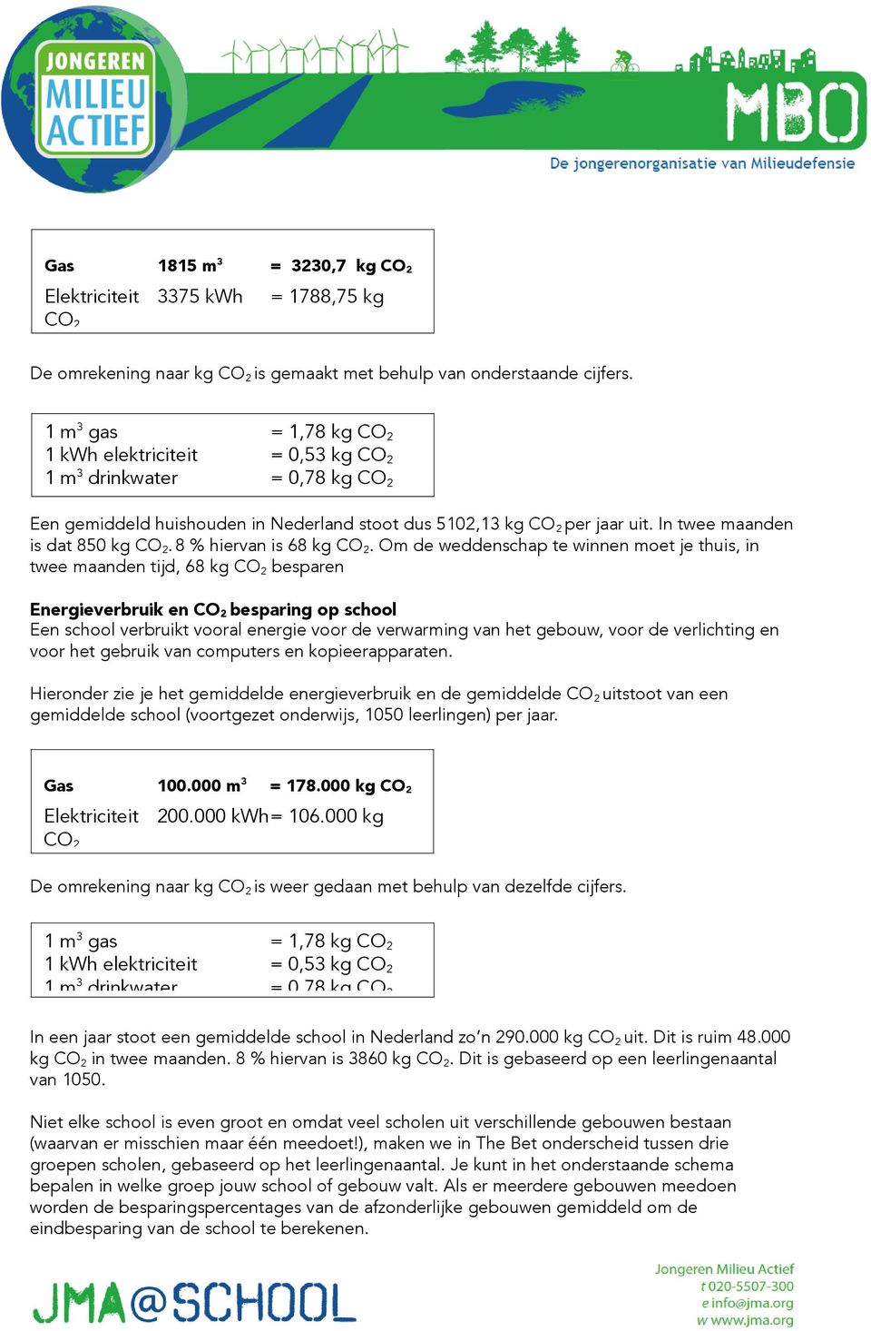 In twee maanden is dat 850 kg CO 2. 8 % hiervan is 68 kg CO 2.