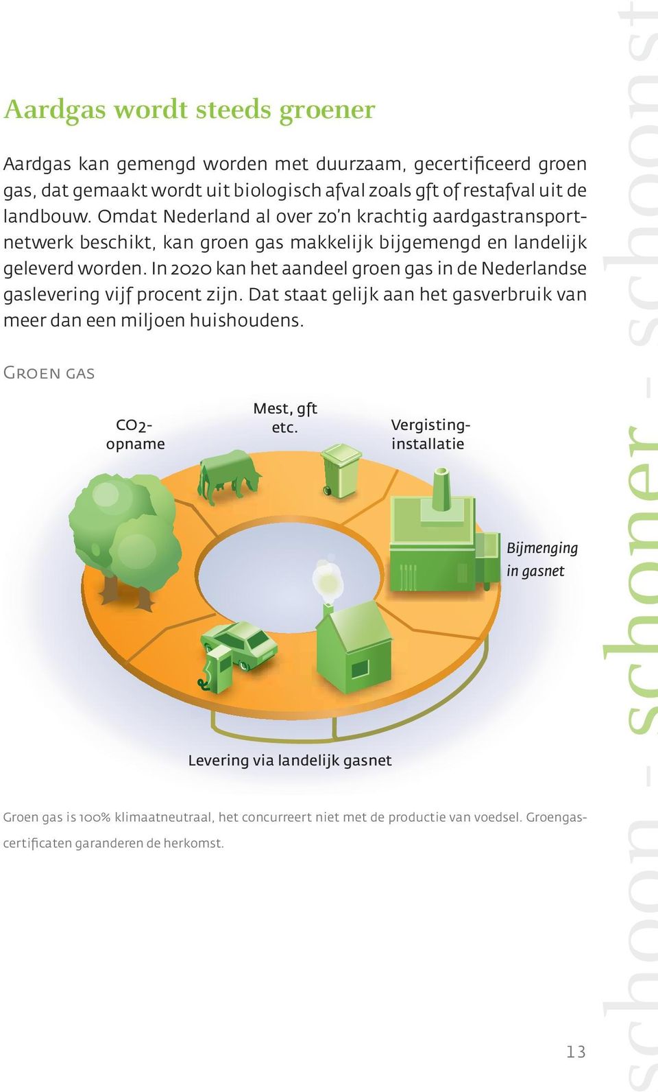 In 2020 kan het aandeel groen gas in de Nederlandse gaslevering vijf procent zijn. Dat staat gelijk aan het gasverbruik van meer dan een miljoen huishoudens.