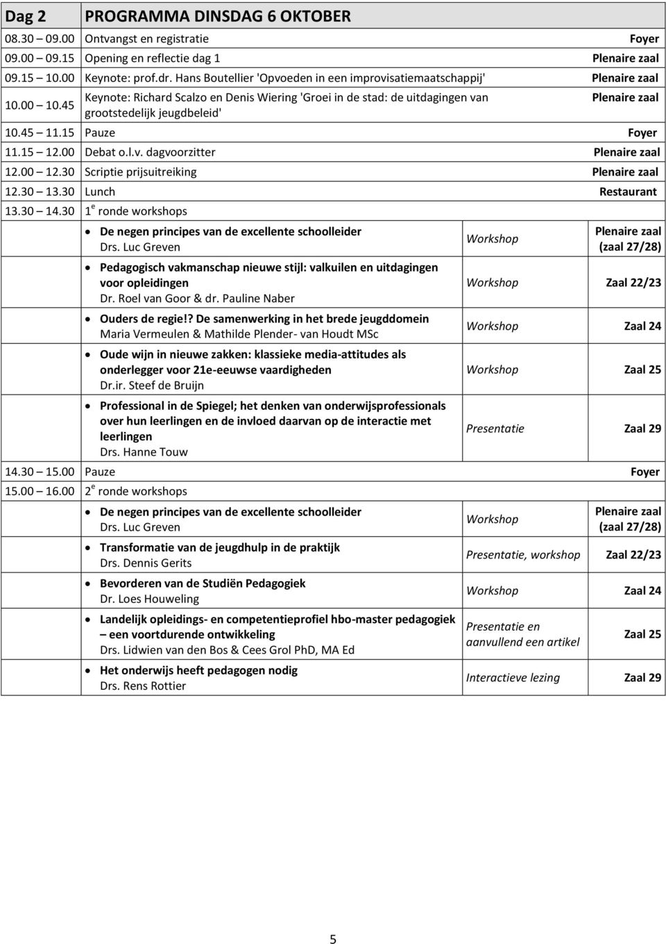 45 Keynote: Richard Scalzo en Denis Wiering 'Groei in de stad: de uitdagingen van grootstedelijk jeugdbeleid' Plenaire zaal 10.45 11.15 Pauze Foyer 11.15 12.00 Debat o.l.v. dagvoorzitter Plenaire zaal 12.