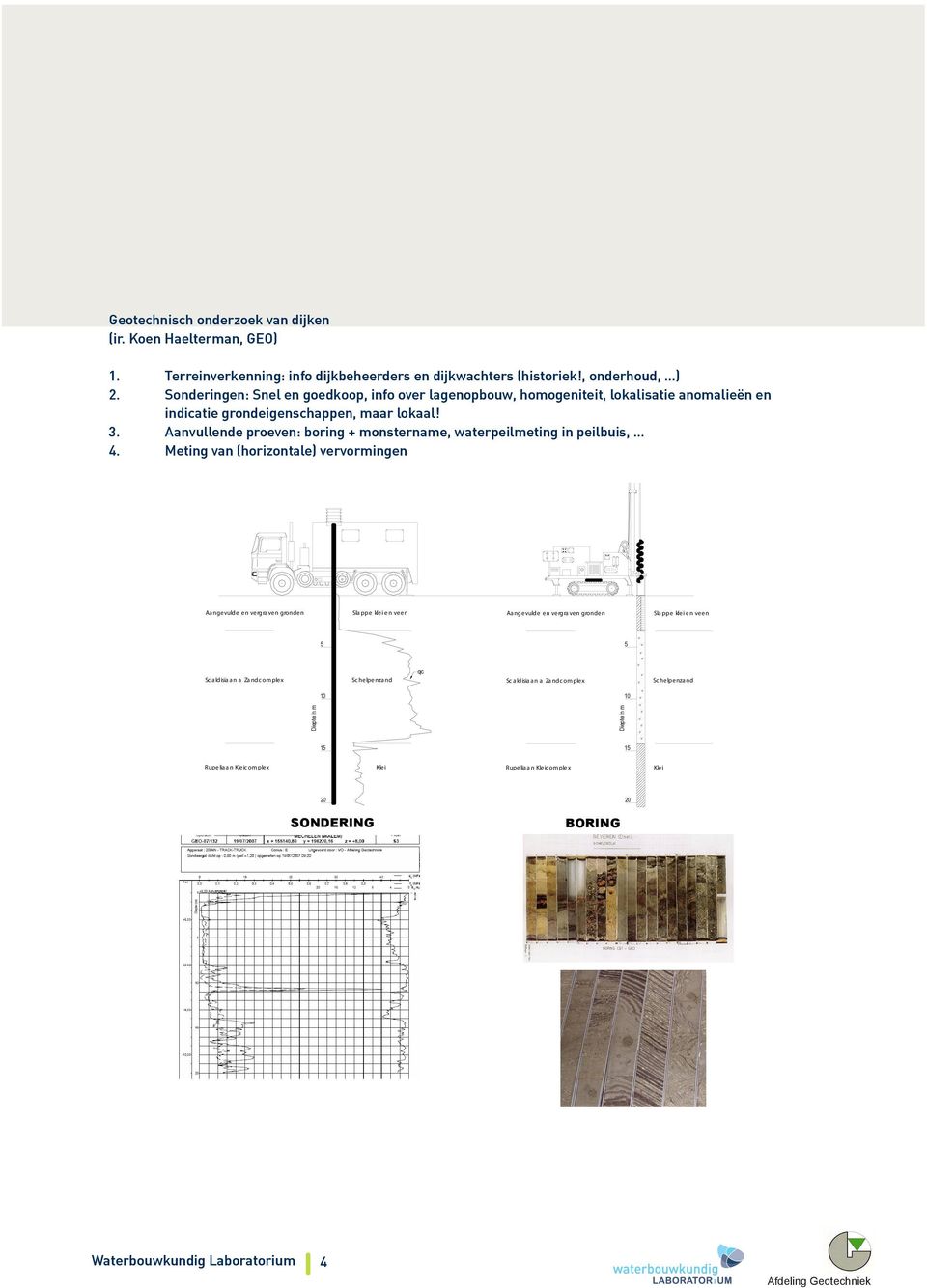 Aanvullende proeven: boring + monstername, waterpeilmeting in peilbuis, 4.