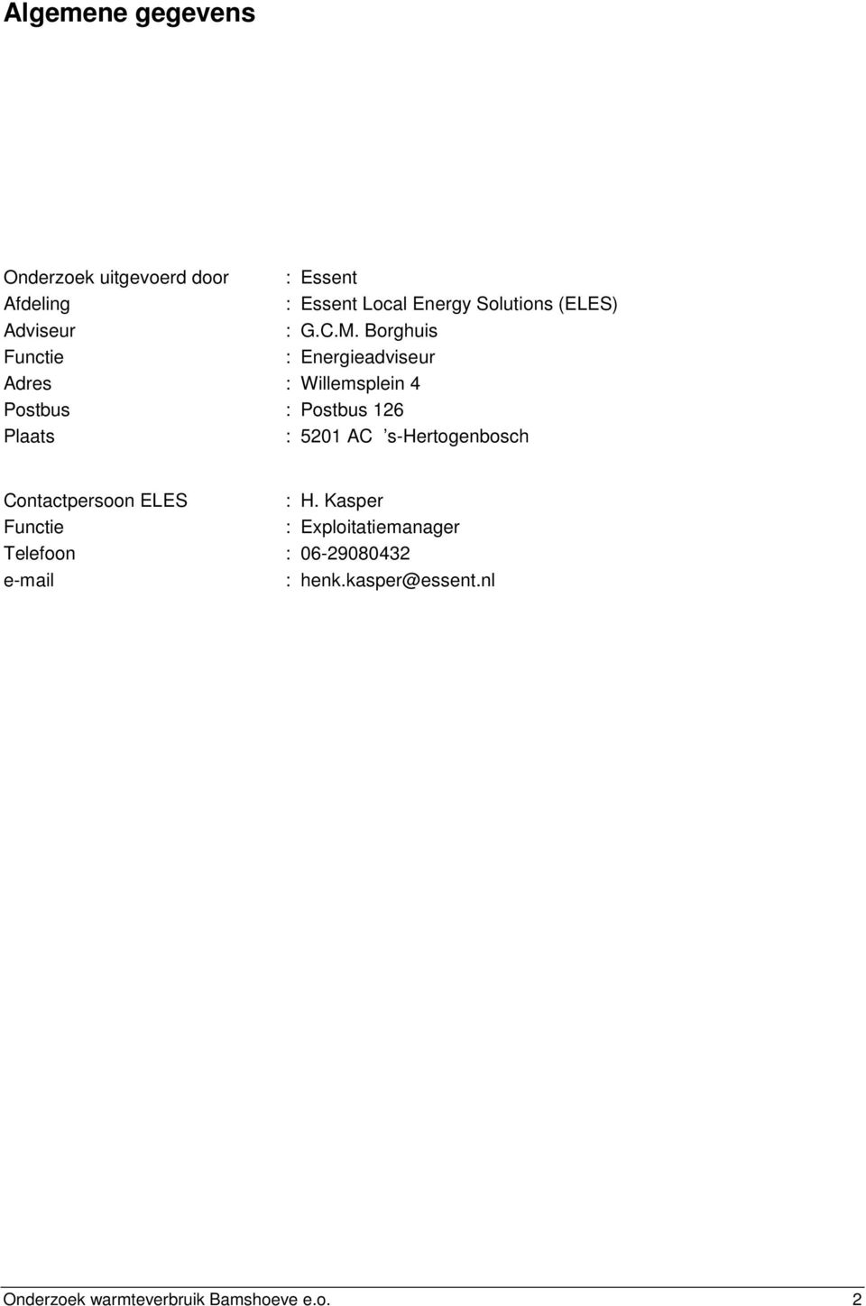 Borghuis Functie : Energieadviseur Adres : Willemsplein 4 Postbus : Postbus 126 Plaats : 5201 AC