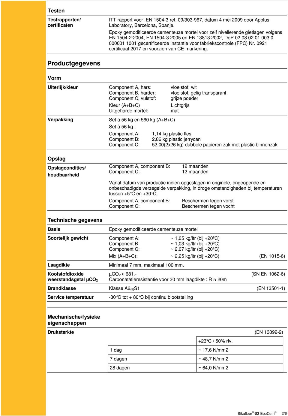 fabriekscontrole (FPC) Nr. 0921 certificaat 2017 en voorzien van CE-markering.