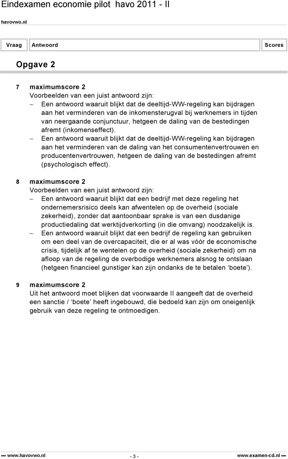 Een antwoord waaruit blijkt dat de deeltijd-ww-regeling kan bijdragen aan het verminderen van de daling van het consumentenvertrouwen en producentenvertrouwen, hetgeen de daling van de bestedingen