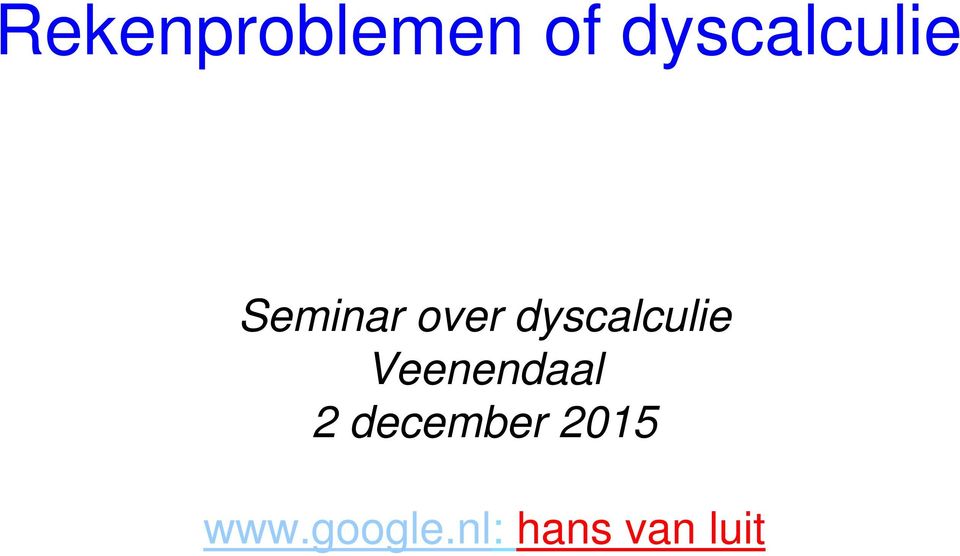 dyscalculie Veenendaal 2