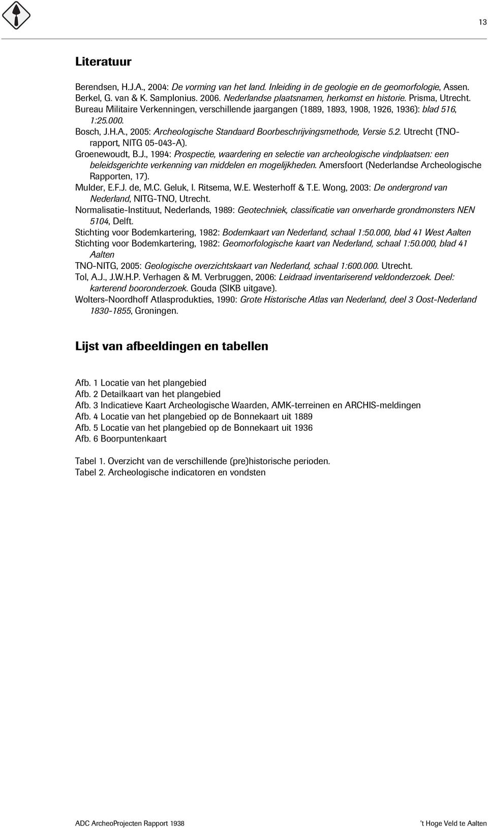 , 2005: Archeologische Standaard Boorbeschrijvingsmethode, Versie 5.2. Utrecht (TNOrapport, NITG 05-043-A). Groenewoudt, B.J.