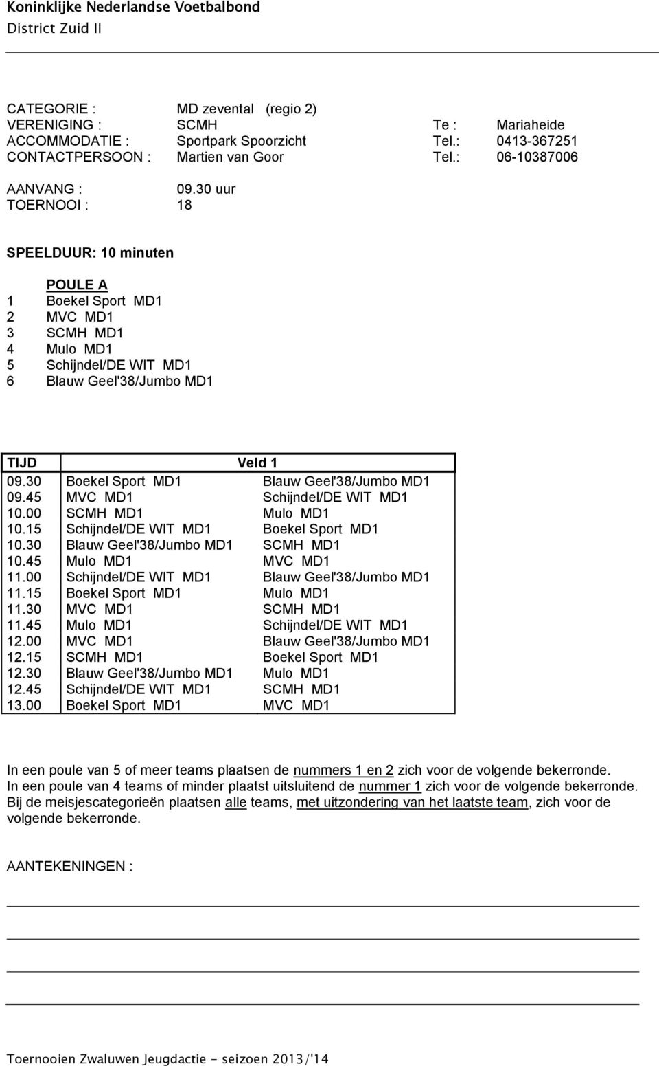 30 Boekel Sport MD1 Blauw Geel'38/Jumbo MD1 09.45 MVC MD1 Schijndel/DE WIT MD1 10.00 SCMH MD1 Mulo MD1 10.15 Schijndel/DE WIT MD1 Boekel Sport MD1 10.30 Blauw Geel'38/Jumbo MD1 SCMH MD1 10.