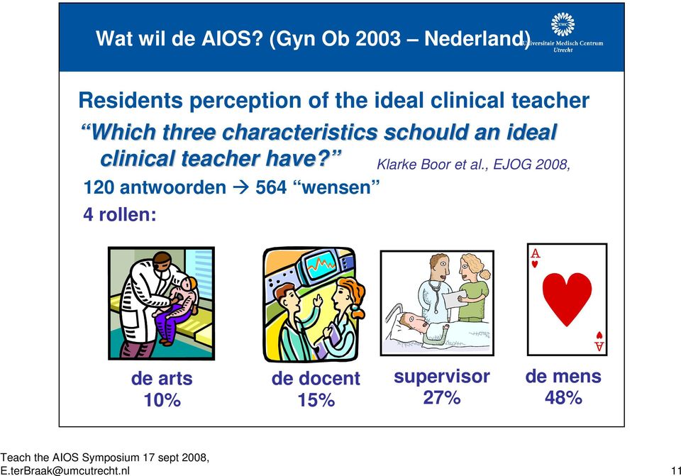 Which three characteristics schould an ideal clinical teacher have?
