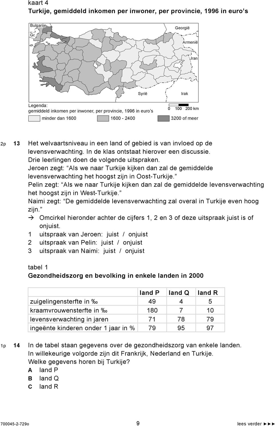 gebied is van invloed op de levensverwachting. In de klas ontstaat hierover een discussie. Drie leerlingen doen de volgende uitspraken.