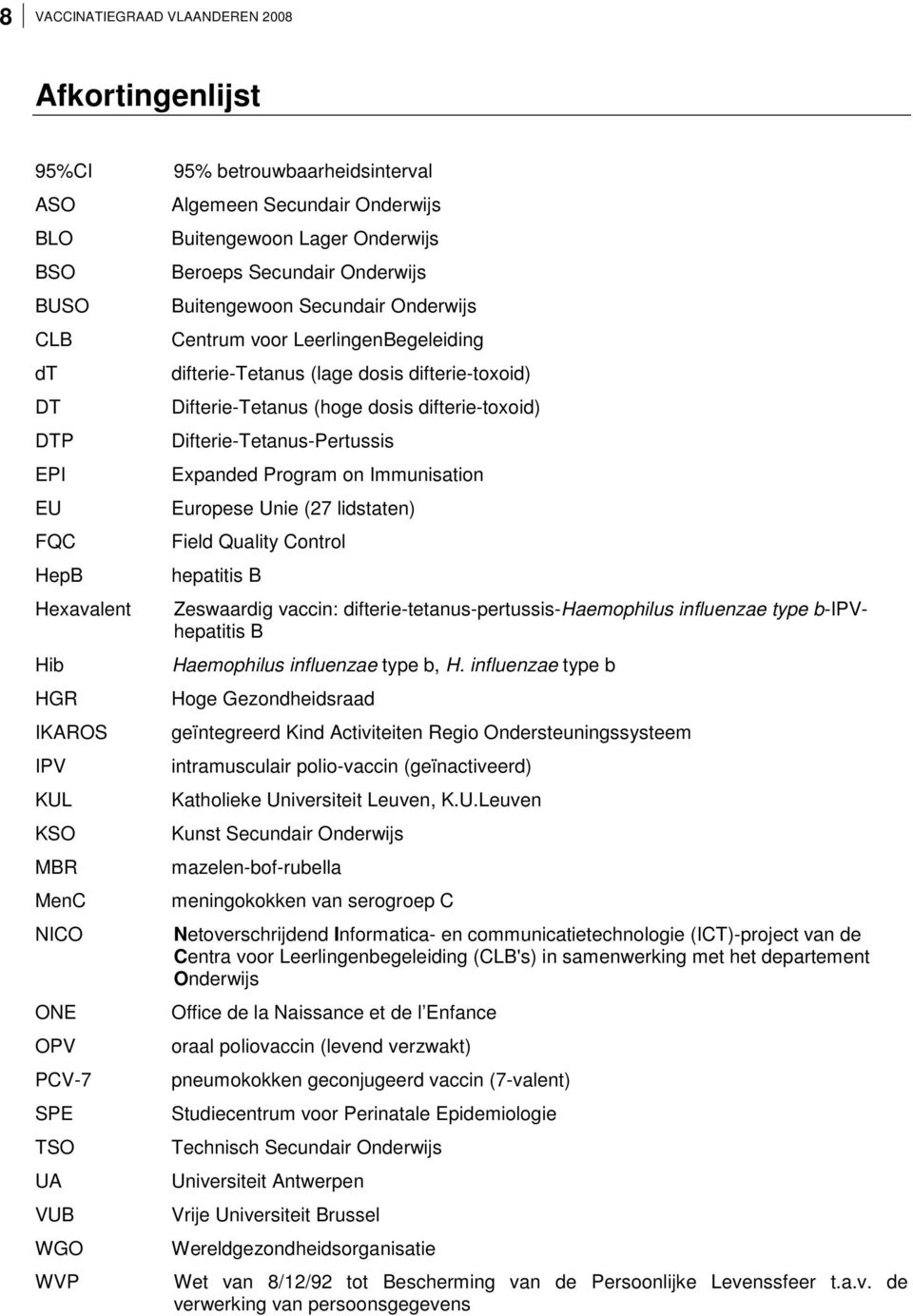 (lage dosis difterie-toxoid) Difterie-Tetanus (hoge dosis difterie-toxoid) Difterie-Tetanus-Pertussis Expanded Program on Immunisation Europese Unie (27 lidstaten) Field Quality Control hepatitis B