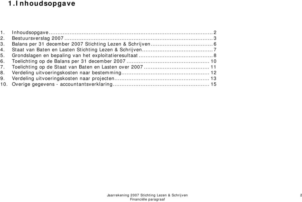 Toelichting op de Balans per 31 december 2007... 10 7. Toelichting op de Staat van Baten en Lasten over 2007... 11 8.