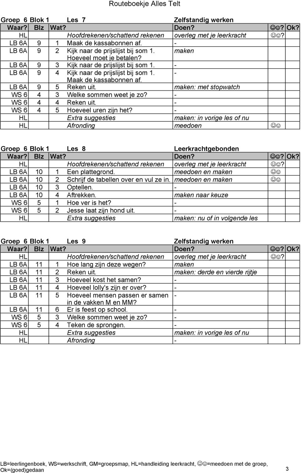 - WS 6 4 5 Hoeveel uren zijn het? - HL Extra suggesties maken: in vorige les of nu HL Afronding meedoen Groep 6 Blok 1 Les 8 Leerkrachtgebonden LB 6A 10 1 Een plattegrond.