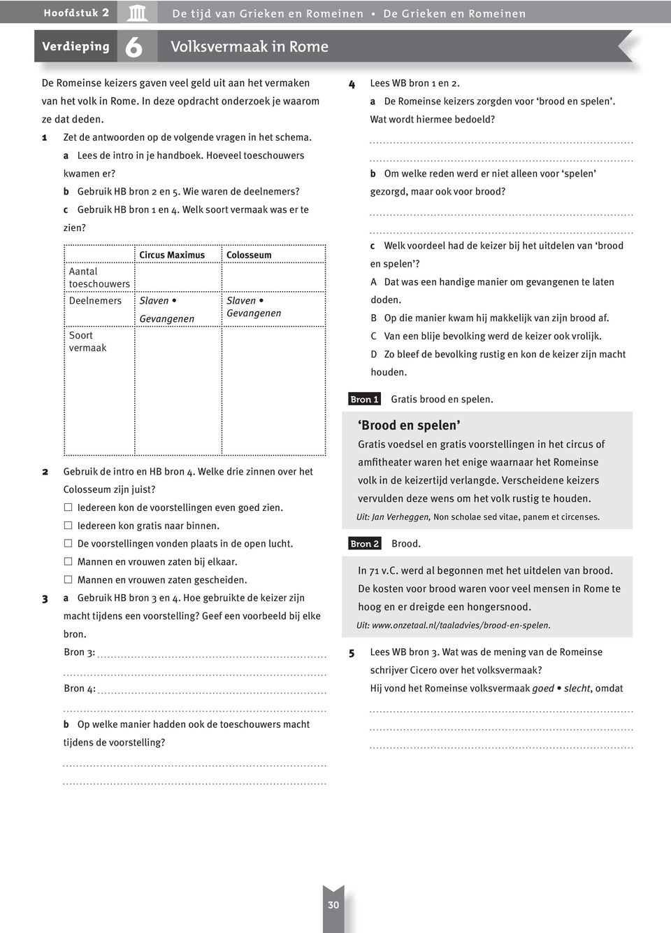 Wie waren de deelnemers? c Gebruik HB bron 1 en 4. Welk soort vermaak was er te zien?