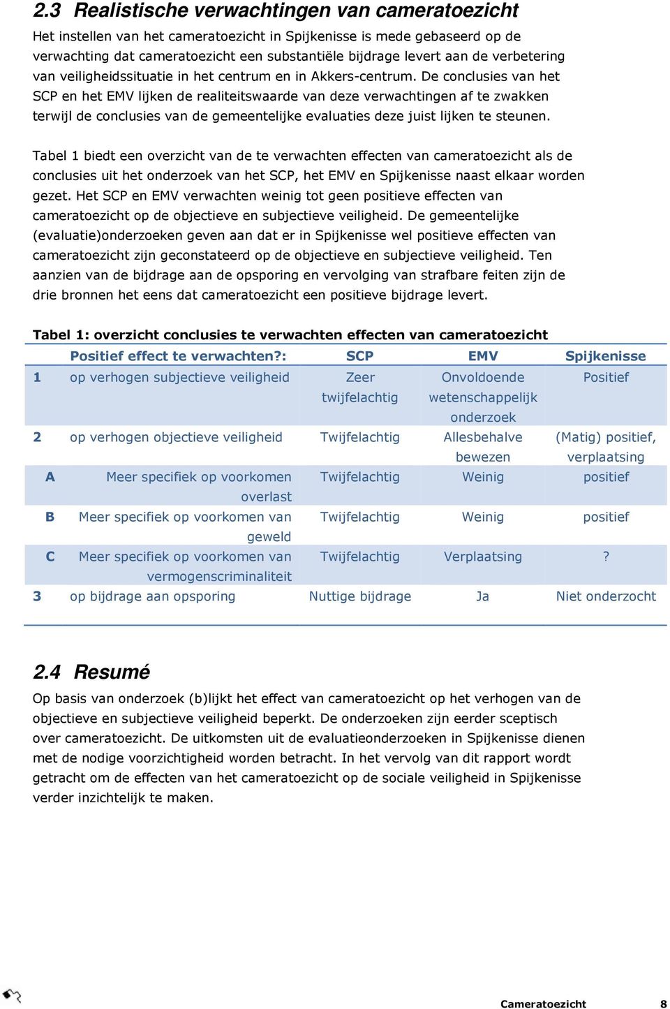 De conclusies van het SCP en het EMV lijken de realiteitswaarde van deze verwachtingen af te zwakken terwijl de conclusies van de gemeentelijke evaluaties deze juist lijken te steunen.